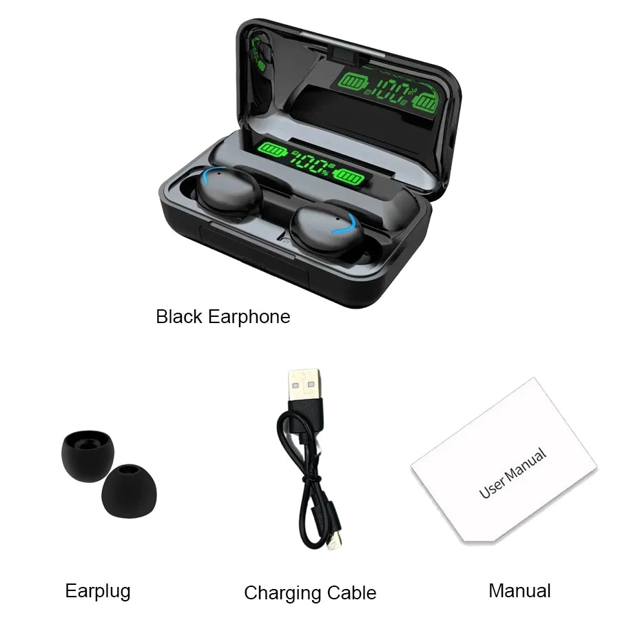 F9 Wireless Bluetooth Headphones Tws Waterproof Earbuds Earphones Digital Display Heaset Large Capacity Charging Case