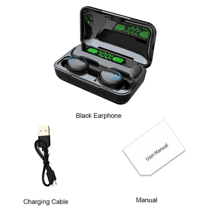 F9 Wireless Bluetooth Headphones Tws Waterproof Earbuds Earphones Digital Display Heaset Large Capacity Charging Case